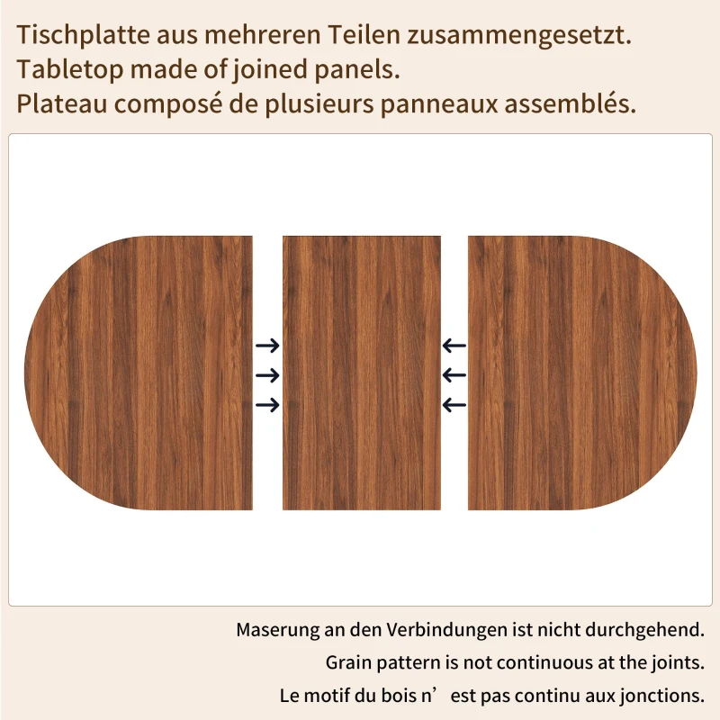 Extendable Dining Table with Vertically Grooved Legs, Space-Saving Dinner Table with Storage Compartment, 160L x 80W x 76H cm, Walnut