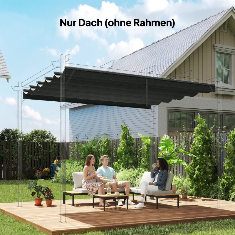 Outsunny Vervangend zeil voor 3x3m paviljoens, met waterafvoergaten, 2,50 x 2,55 m, Donkergrijs