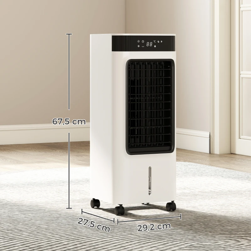 HOMCOM Arrefecedor de ar portátil 3 em 1 resfriador humidificador e ventilador, 3 velocidades 3 modos, branco