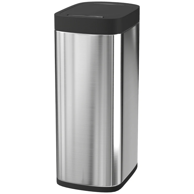 HOMCOM Coș de gunoi automat pentru bucătărie 50 L, coș cu senzor de mișcare, funcționează pe baterii, 26,5x35,5x68 cm, argintiu