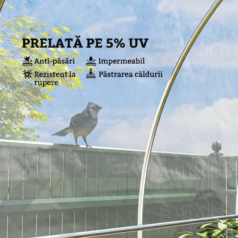 Outsunny Învelitoare de schimb pentru seră 6x10 m, folie pentru sere tip tunel din PE anti-UV și impermeabilă, transparentă