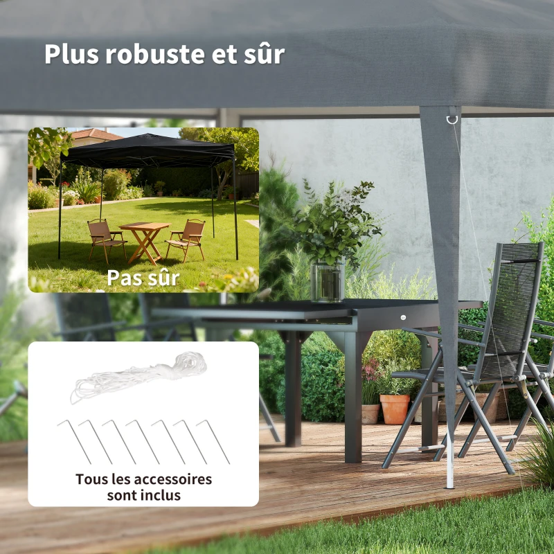 Outsunny Tonnelle pop-up barnum de jardin pliant anti-UV + sac de transport acier Oxford 2,95 x 2,95 x 2,55 m gris