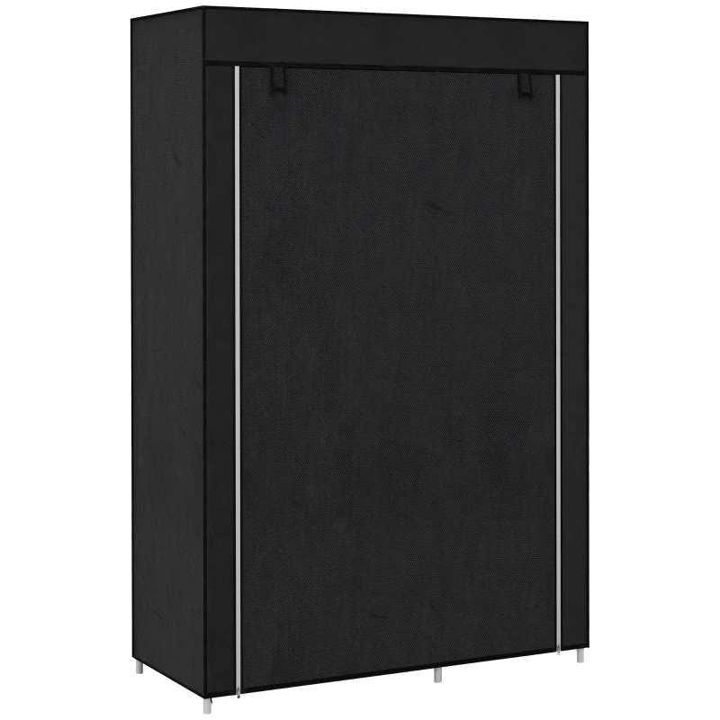 HOMCOM Armadio Guardaroba Portatile in Tessuto con 6 Ripiani Aperti e un Appendino, 103x43x162.5 cm, Nero