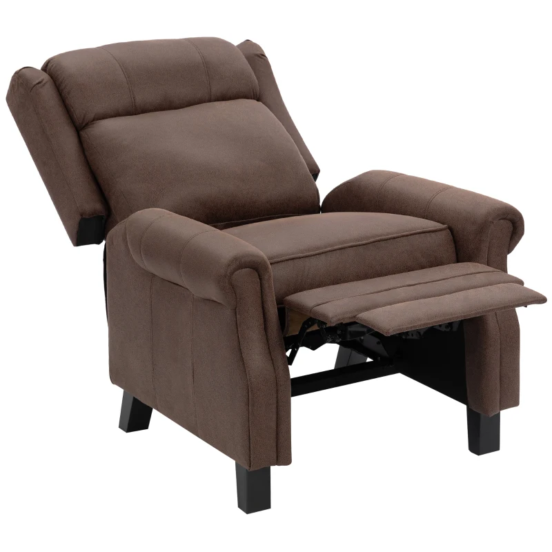 HOMCOM Sillón Relax Reclinable Manual hasta 155º Apertura Push con Reposapiés Respaldo Alto Acolchado Grueso Marrón