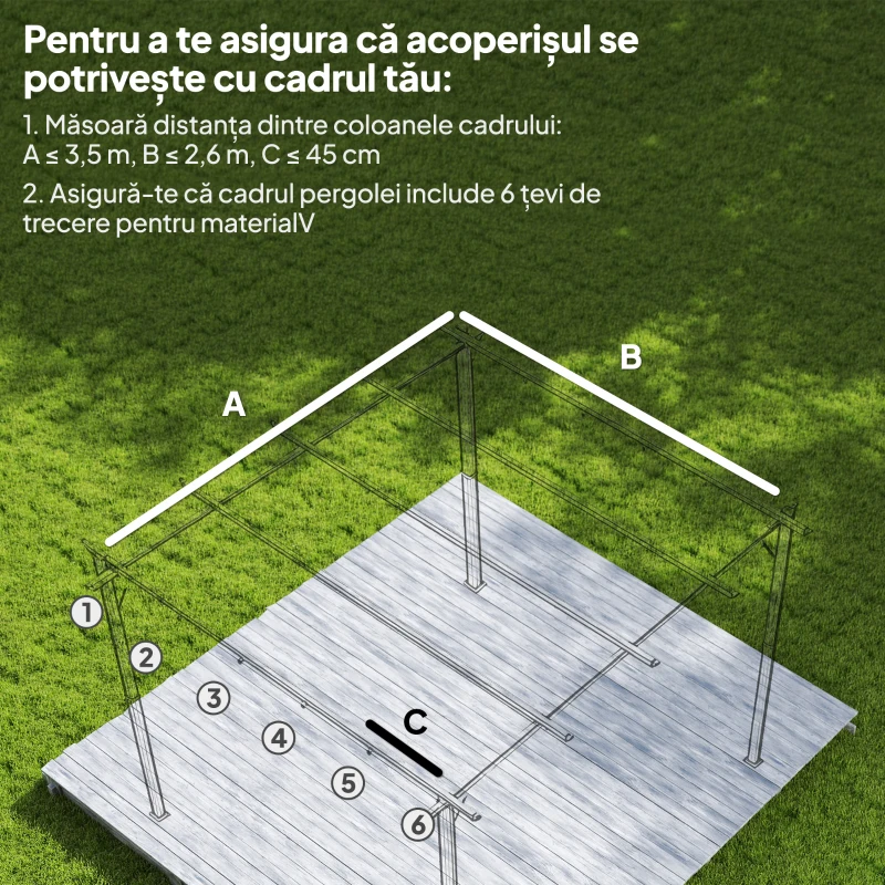 Outsunny Acoperiș de Înlocuire pentru Pergola Gazebo cu 10 Găuri de Drenaj, Husă Pergolă din Poliester Respirabil, 250x255 cm, pentru Pergola de Grădină 3x3m, Bej