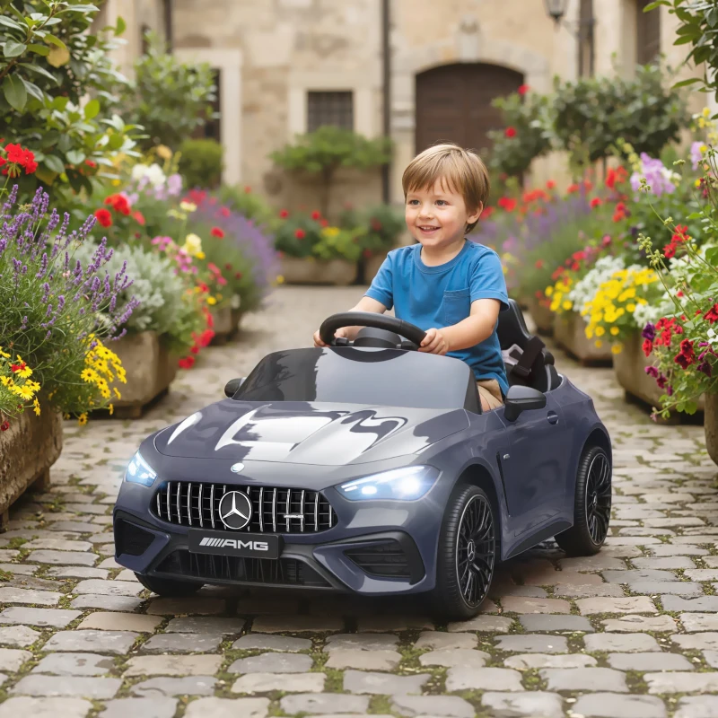 AIYAPLAY Licensed Mercedes AMG Kids Electric Car, 12V Ride On Car with Dual Motors, Remote Control for 3-6 Years, Grey