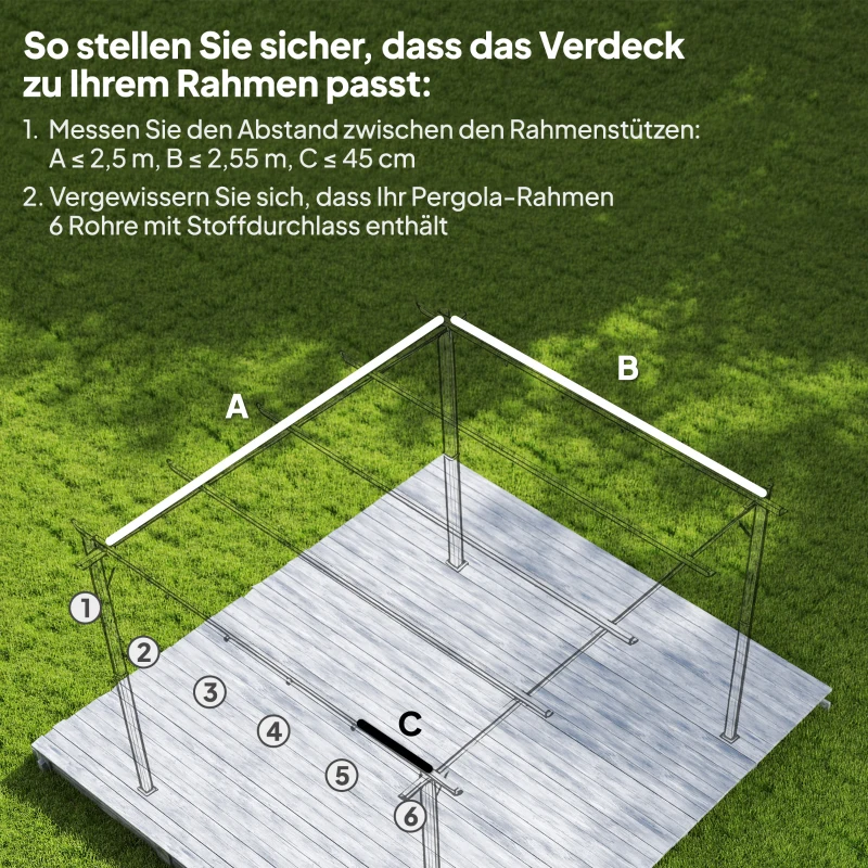 Outsunny Vervangend zeil voor 3x3m paviljoens, met waterafvoergaten, 2,50 x 2,55 m, Donkergrijs