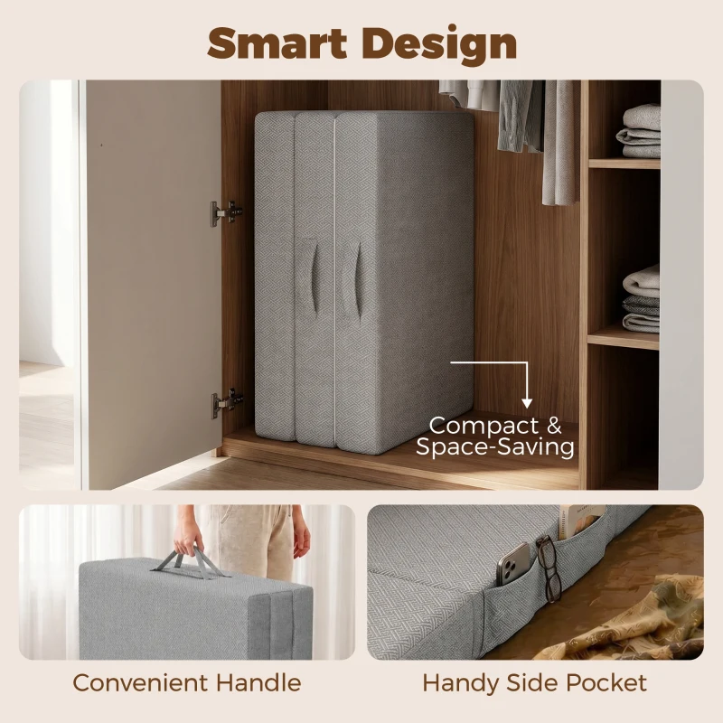 HOMCOM Materac składany 200 x 90 cm, 15 cm, składany materac, przenośny materac podłogowy z pralnym pokrowcem, certyfikat Oeko-Tex