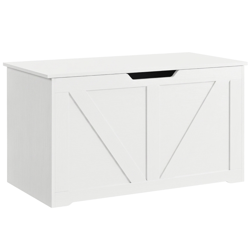 HOMCOM Aufbewahrungsbank mit klappbarem Deckel und Sicherheits-Schanieren, 80 x 40 x 45 cm, Weiß