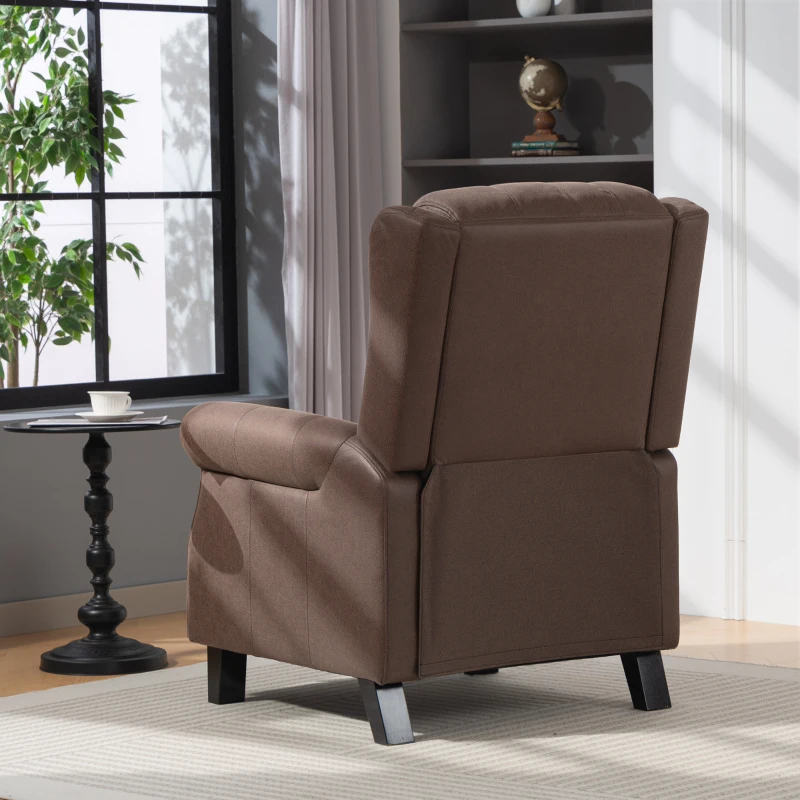 HOMCOM Sillón Relax Reclinable Manual hasta 155º Apertura Push con Reposapiés Respaldo Alto Acolchado Grueso Marrón