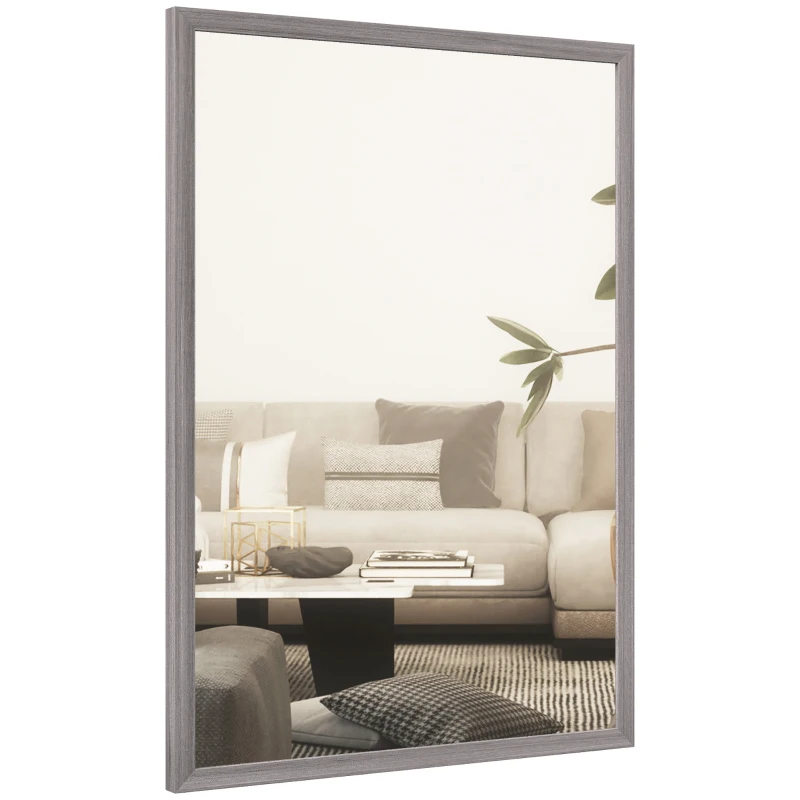 HOMCOM Oglindă de perete, 50 x 70 cm, cadru cu aspect lemn, montare simplă, incl. șuruburi