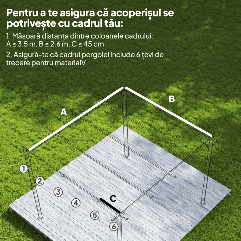 Outsunny Acoperiș pentru Gazebo Pergolă cu 10 Orificii de Drenaj din Poliester, 250x255 cm, pentru Pergolă 3x3 m, Maro Deschis