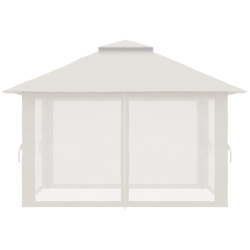 Outsunny Opvouwbare paviljoen, verstelbare hoogte, 4 netwanden, ventilatiedak, draagtas, snelle montage, 4 x 4 x 3 m, crèmekleurig