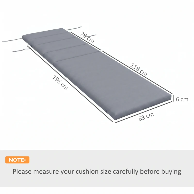 Outsunny Cuscino per Sdraio e Lettino Prendisole in Tessuto con Lacci di Fissaggio, Grigio Scuro