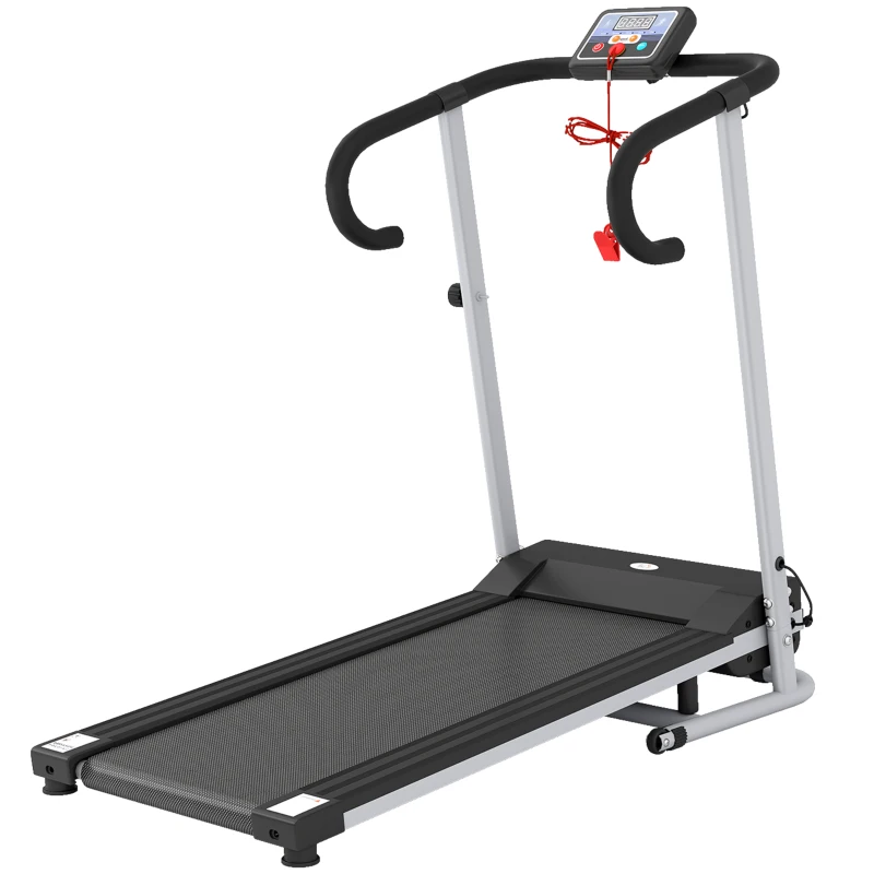 HOMCOM Cinta de Correr Plegable Cinta de Andar Eléctrica Velocidad de 1-10km/h con Pantalla LCD 125x61x118 cm Negro y Gris