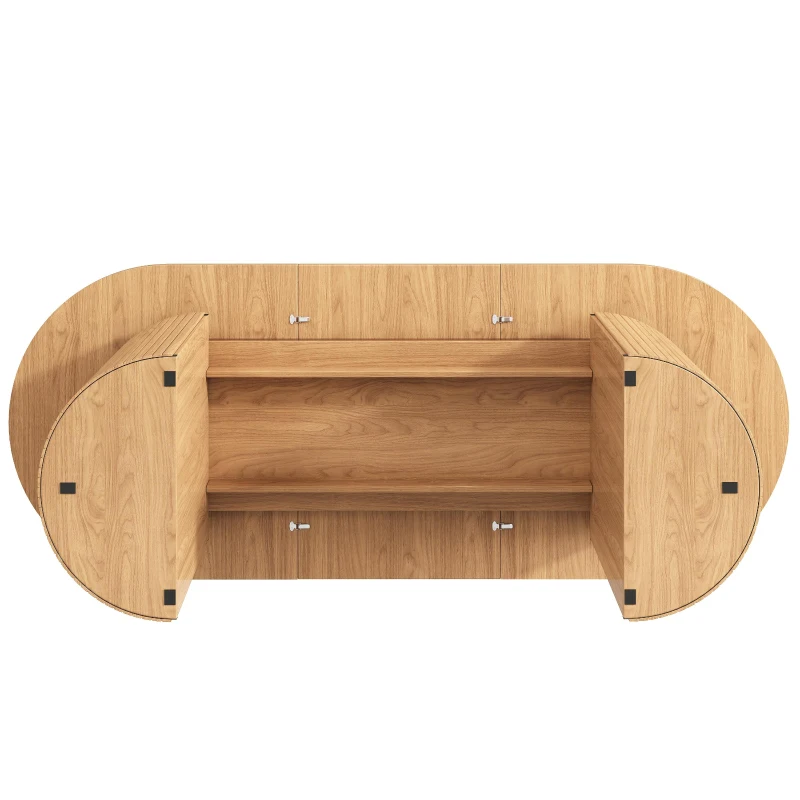 Extendable Dining Table with Vertically Grooved Legs, Space-Saving Dinner Table with Storage Compartment, 160L x 80W x 76H cm, Natural Wood