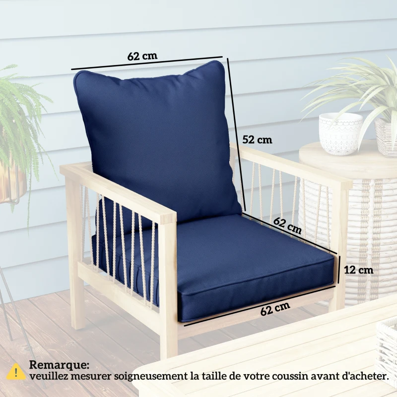 Outsunny Seat and Back Padded Cushion Set, CUSHION ONLY - Dark Blue