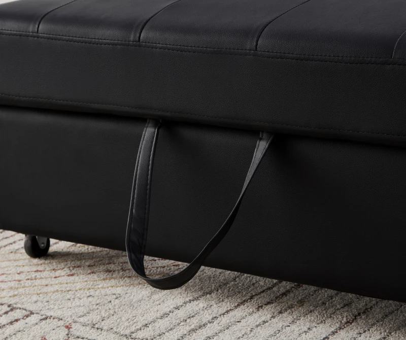 2-Seater Pull-Out Sofa Bed with 3-Level Adjustable Backrest, Space-Saving Convertible Bed with Metal Structure, 121L x 83W x 82H cm, Black