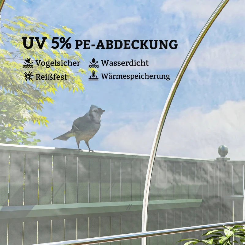 Outsunny Kasafdekking van Kunststof, Zeil voor het Afdekken van Planten, UV-bestendig, Waterdicht, 7 x 8 m