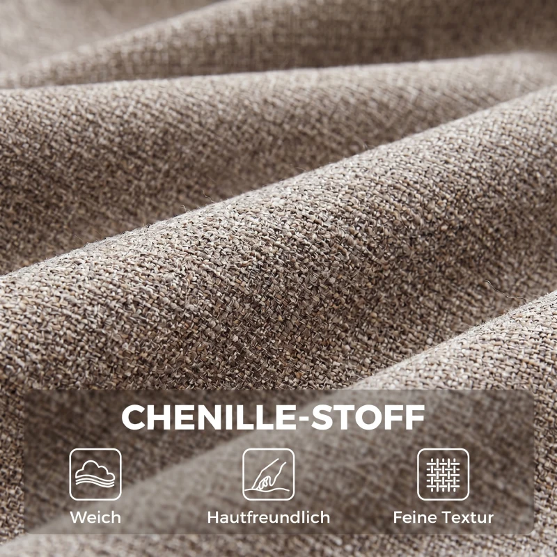HOMCOM Sessel Wohnzimmer Loungesessel mit Chenille-Optik, Armlehnen, Metallbeinen für Schlafzimmer, Hellbraun