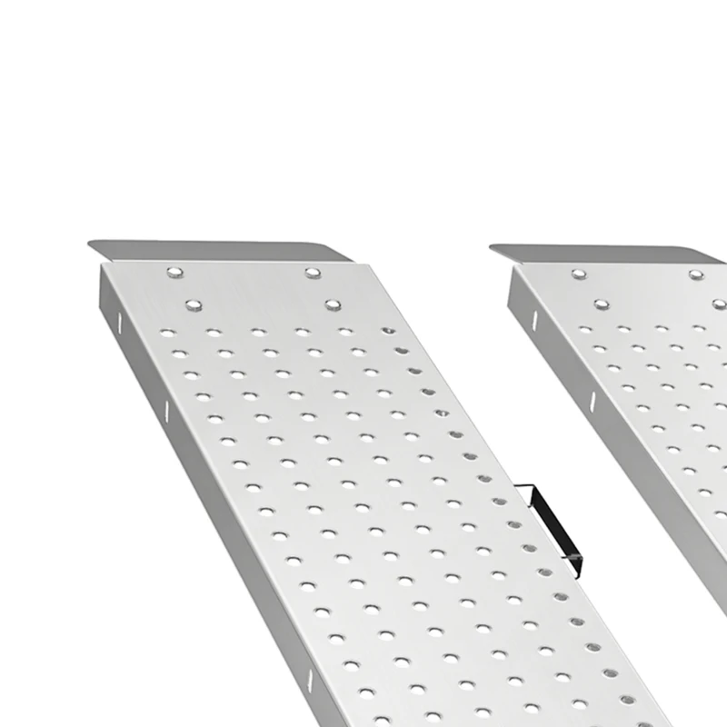 HOMCOM Lot de 2 Rampes de Chargement Pliantes avec Poignées et Surface Antidérapante, Charge Max. 400 kg, 180 x 25,5 cm, Argent