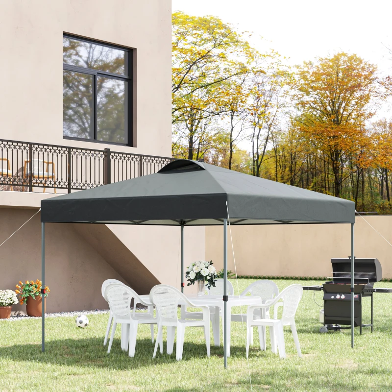 Outsunny Garten-Pavillon, Faltpavillon, Festzelt, Gartenzelt inkl. Heringe Abspannseile, Oxfordstoff, 2,99 x 2,99 x 2,64 m, Grau