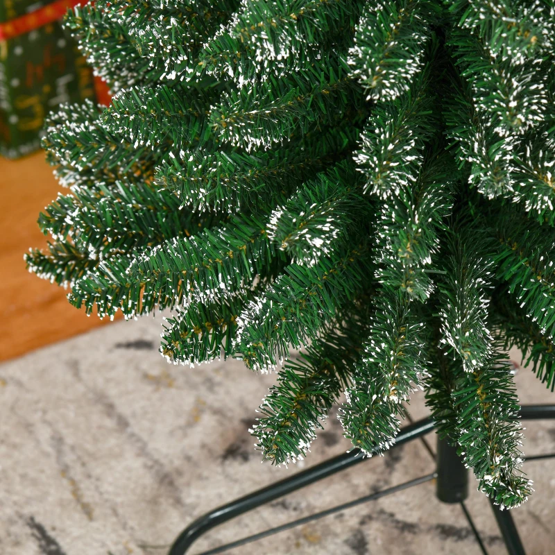 HOMCOM verschneiter Slim-Weihnachtsbaum mit 624 Zweigen, abnehmbare und klappbare Basis, Ø56x225cm, Grün