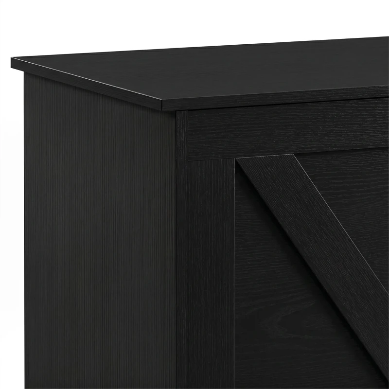 HOMCOM 127L Home Storage Box, with Safety Hinges - Black Wood-Effect