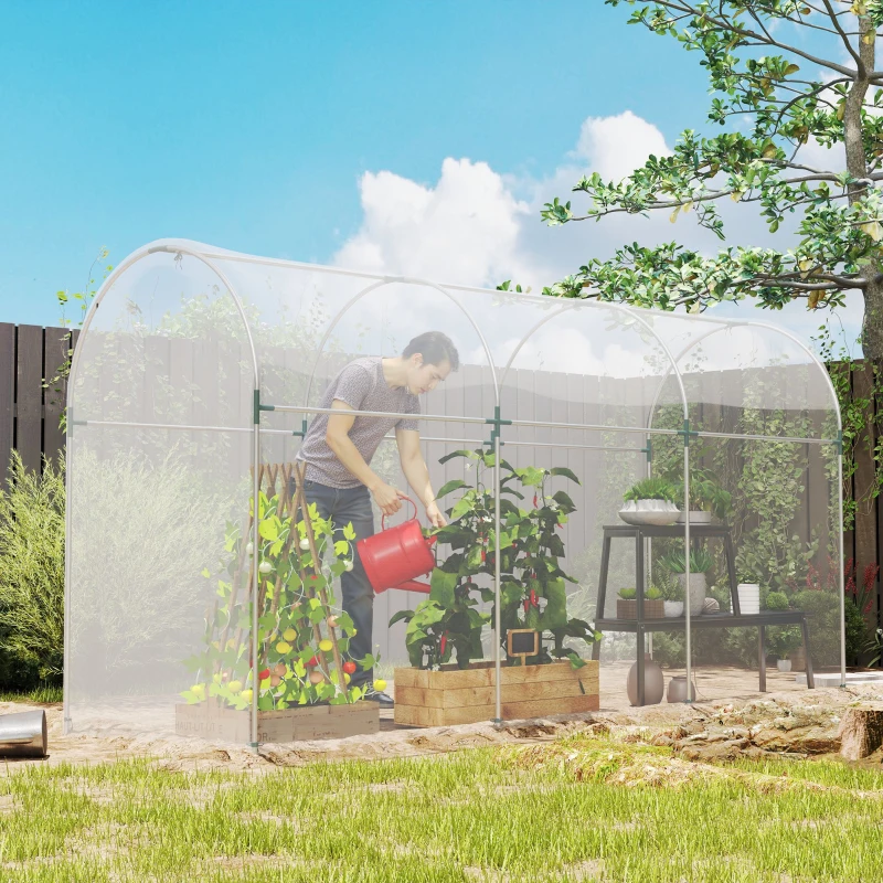 Outsunny Kasafdekking van Kunststof, Zeil voor het Afdekken van Planten, UV-bestendig, Waterdicht, 7 x 8 m