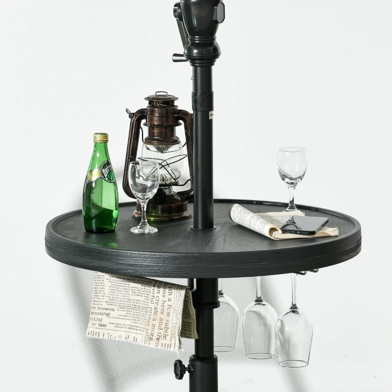 Outsunny Table de parasol plateau à table ronde 60 cm avec trou pour parasol pour plage, terrasse, jardin, piscine noir