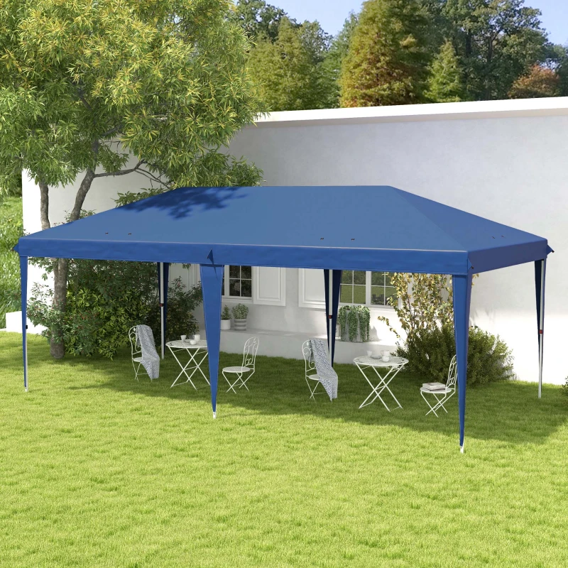 Outsunny Carpa Plegable 6x3 m con Altura Ajustable en 3 Niveles Bolsa de Transporte Anti-UV y Marco de Acero Azul