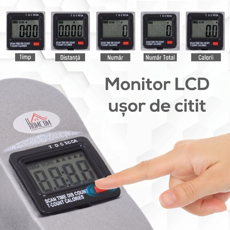 HOMCOM Bicicletă de Exerciții Compactă cu Rezistență Reglabilă și Ecran LCD pentru Antrenament la Domiciliu