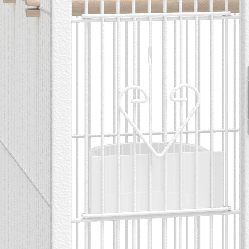 PawHut Bird Cage Detachable with Rolling Stand Parrot Cage with Storage Shelf White