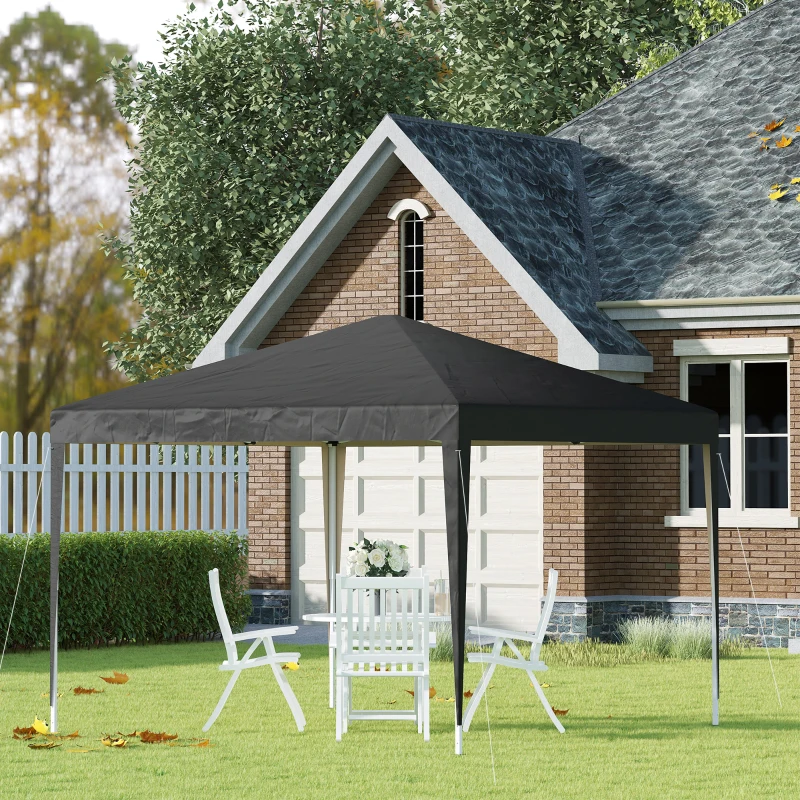 Outsunny Pavillon, 2,95 x 2,95 m Pop-Up-Faltpavillon, Gartenpavillon, Partyzelt, UV-Schutz, Stahl+Oxfordstoff, Schwarz