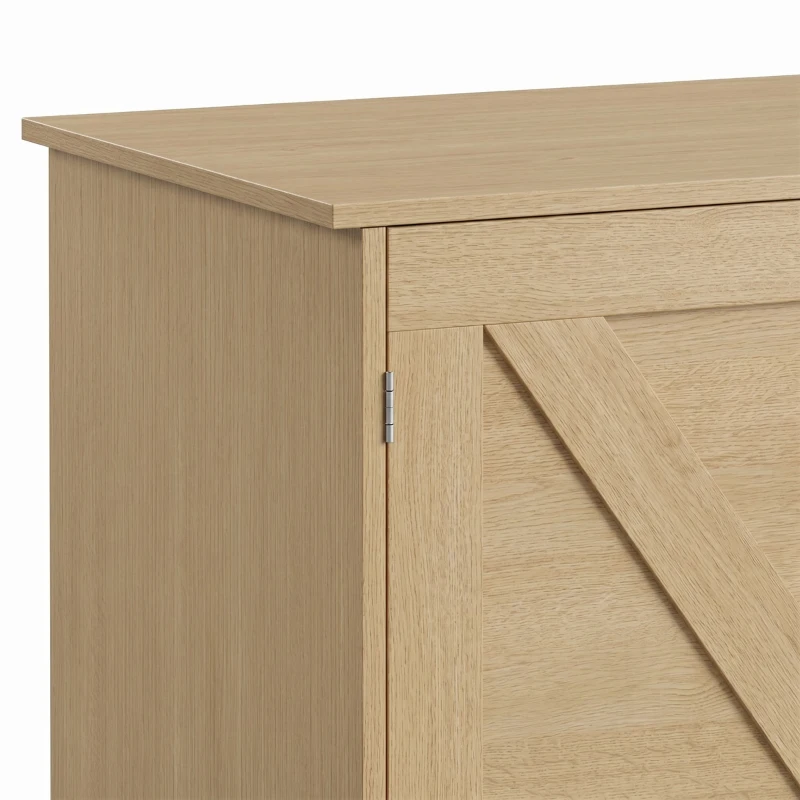 HOMCOM 100L Home Storage Box, with Safety Hinge - Nature Wood Finish