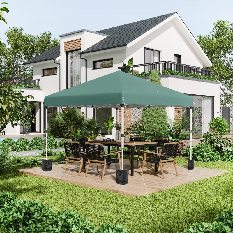 Outsunny Carpa Plegable Pop-up 3x3 m con 2 Paredes Laterales Anti-UV Altura Ajustable Sacos de Arena y Bolsa de Transporte Verde