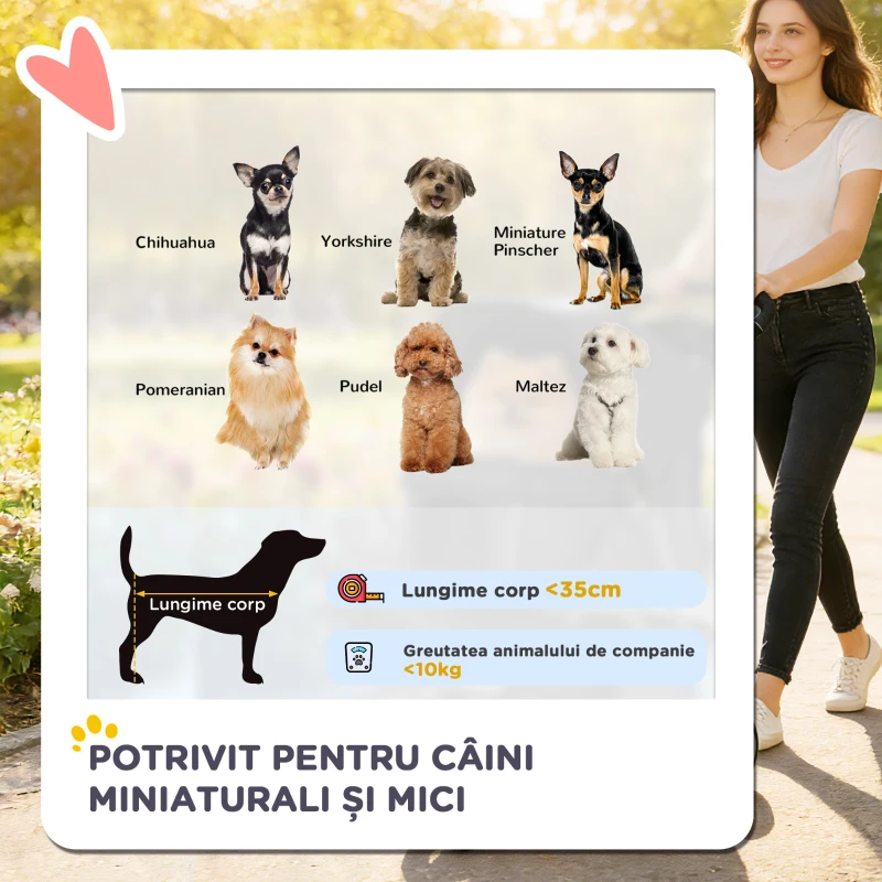 PawHut Cărucior pliabil pentru câini cu suport pentru pahare și coș de depozitare, 77x44x102 cm, gri cărbune