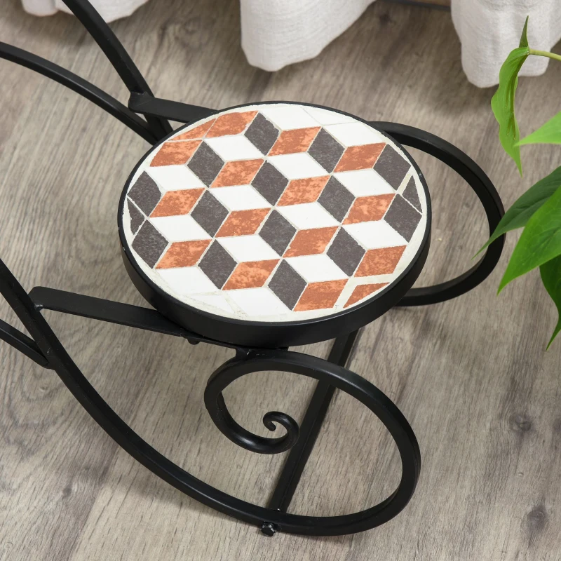 Outsunny Blumentreppe Pflanzenregal 2 Ablagen Pflanzenständer Retro-Design Deko Metall 75L x 22 x 37,5 cm