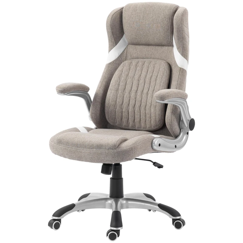Vinsetto Sedia da Ufficio Reclinabile con Altezza Regolabile in Tessuto, 68x76x109-117 cm, Marrone Chiaro
