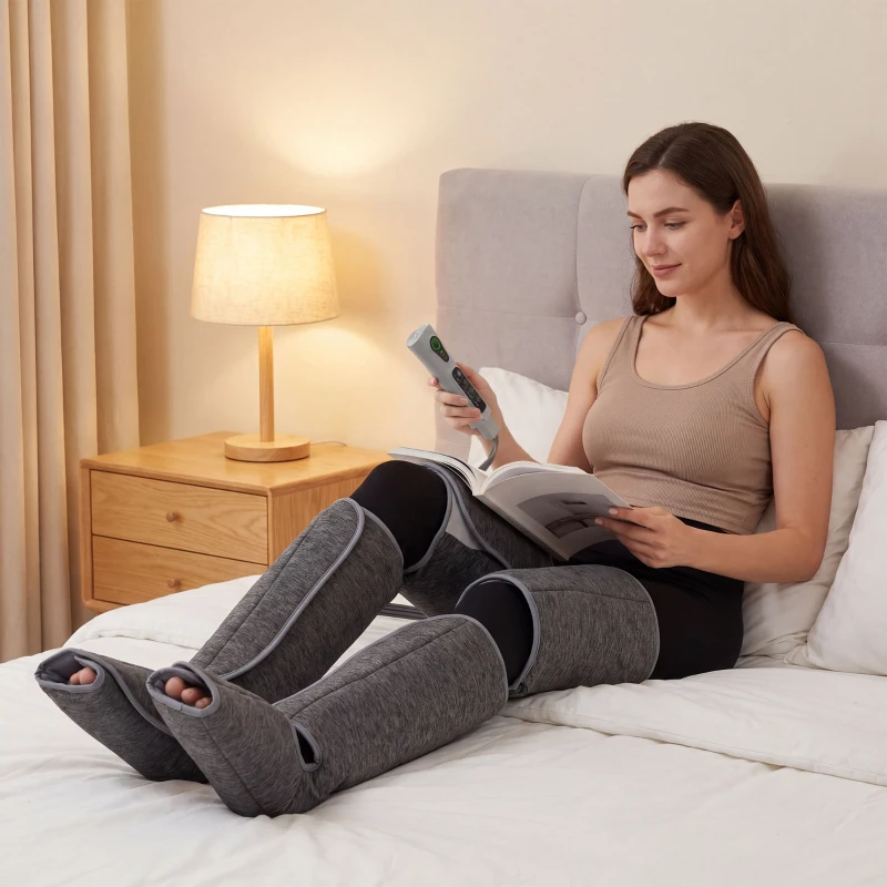 HOMCOM Leg Massager with Heat, Compression, 3 Auto Modes & 3 Intensities,  Foot and Calf Massage Machine