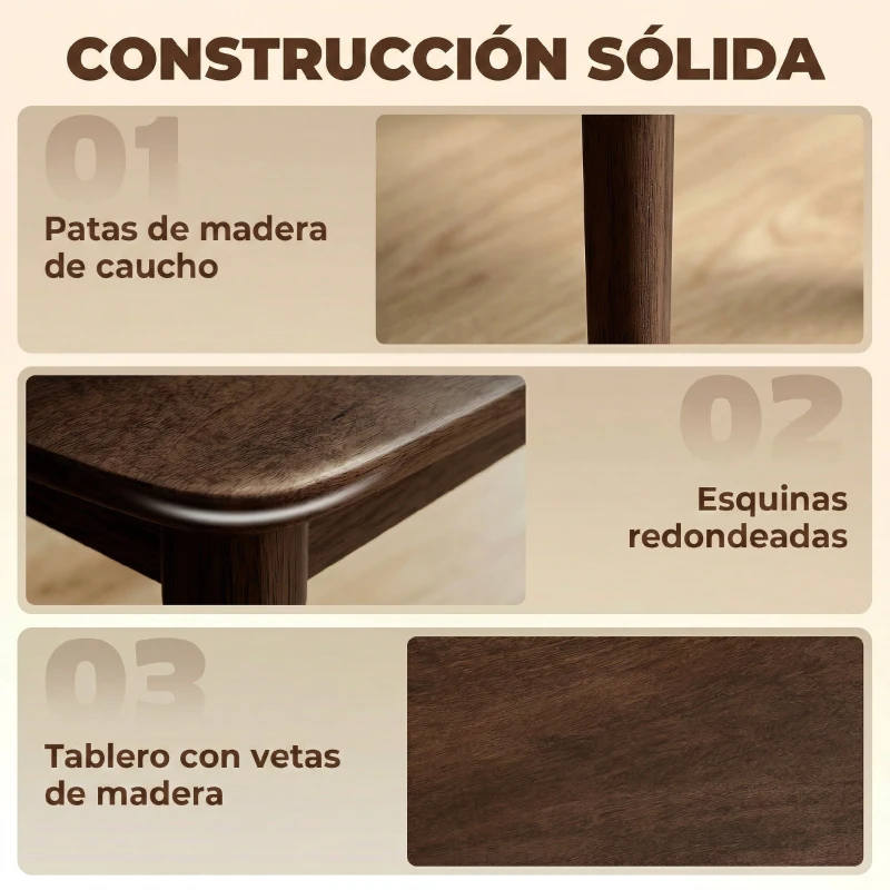 HOMCOM Conjunto Mesa de Comedor con 4 Sillas Mesa de Cocina con Sillas para 4 Personas Asiento Acolchado Crema