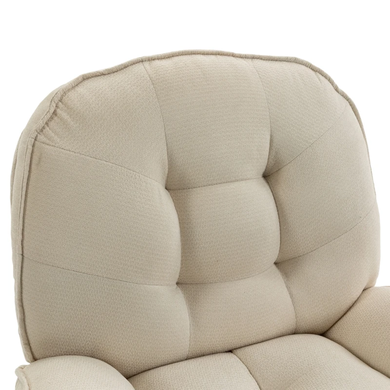 HOMCOM Chenille relaxfauteuil, handmatig verstelbaar, 360° draaibaar en schommelend, met brede zitting en hoge rugleuning, crèmewit