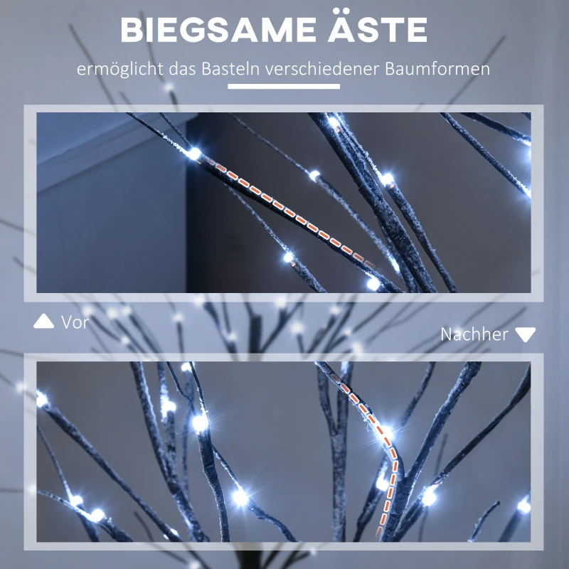 HOMCOM Kunstmatige Berk met LED-verlichting, 96 warmwitte Micro-LEDs, 150 cm, Bruin