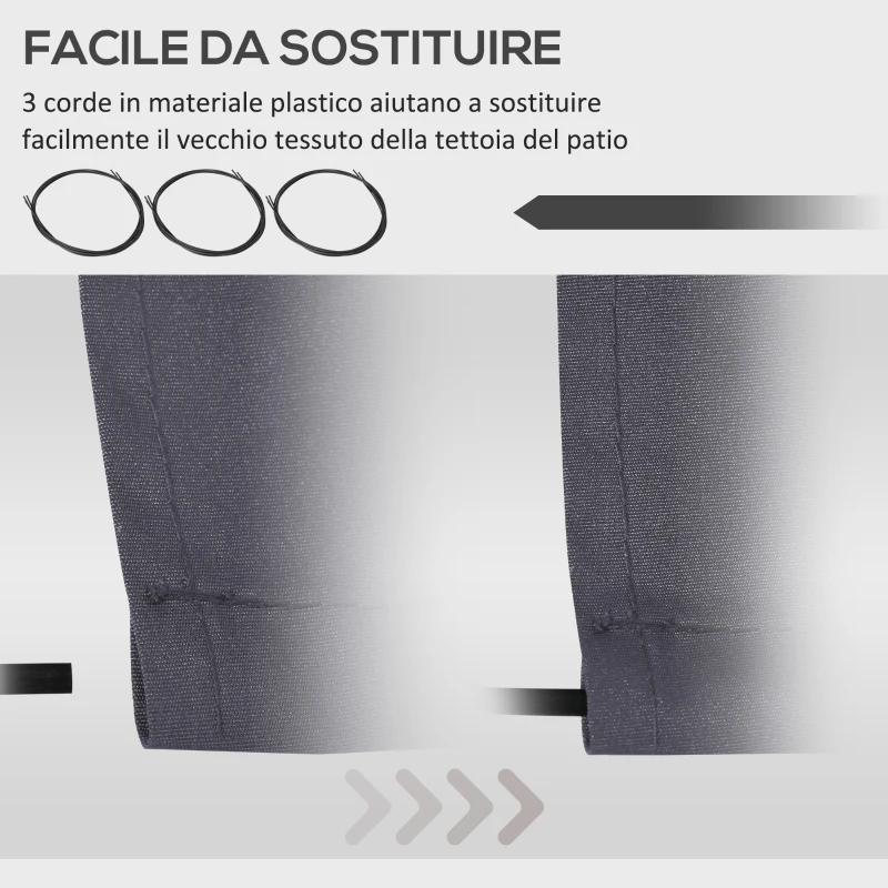 Outsunny Telo di Ricambio per Tenda a Bracci Retrattile in Poliestere Anti UV da 3.6x2.5 m, Grigio
