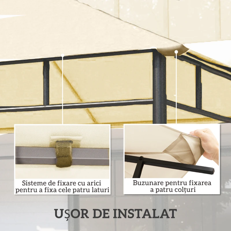 Outsunny Pânză de Înlocuire pentru Acoperiș de Foișor, Husă de Schimb Respirabilă, 3 x 3 m