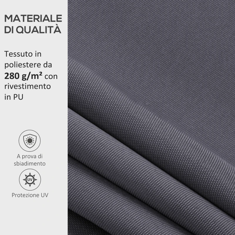 Outsunny Telo di Ricambio per Tenda a Bracci Retrattile in Poliestere Anti UV da 3.6x2.5 m, Grigio