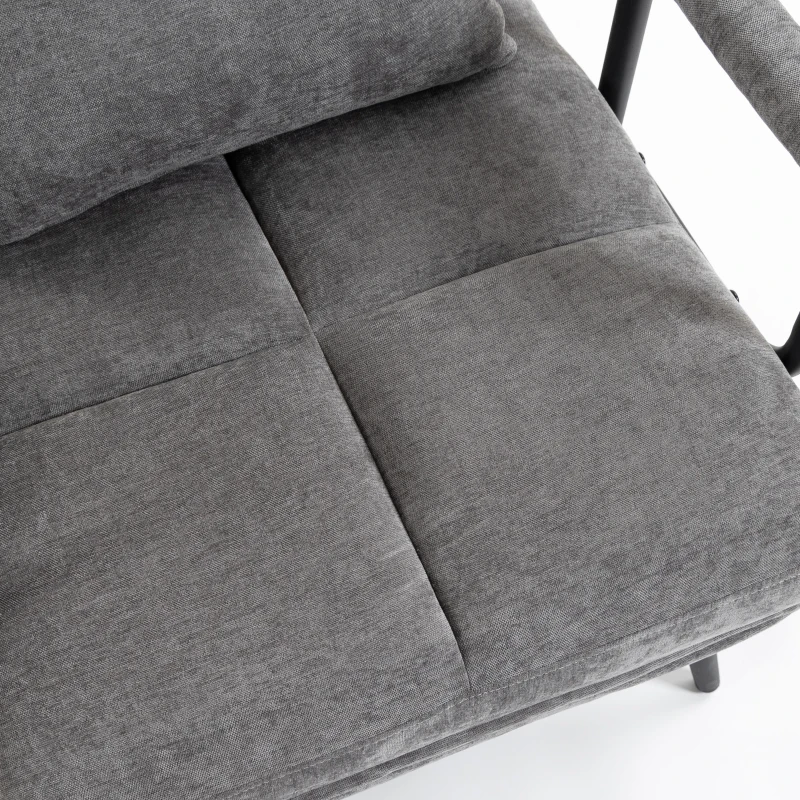 HOMCOM Slaapfauteuil, 3-in-1 opvouwbare chenille eenzitsfauteuil met Click-Clack-rugleuning, grijs