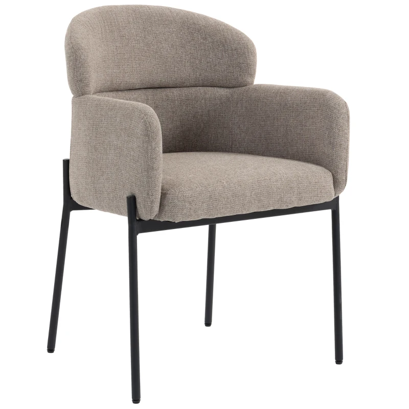 HOMCOM Sessel Wohnzimmer Loungesessel mit Chenille-Optik, Armlehnen, Metallbeinen für Schlafzimmer, Hellbraun