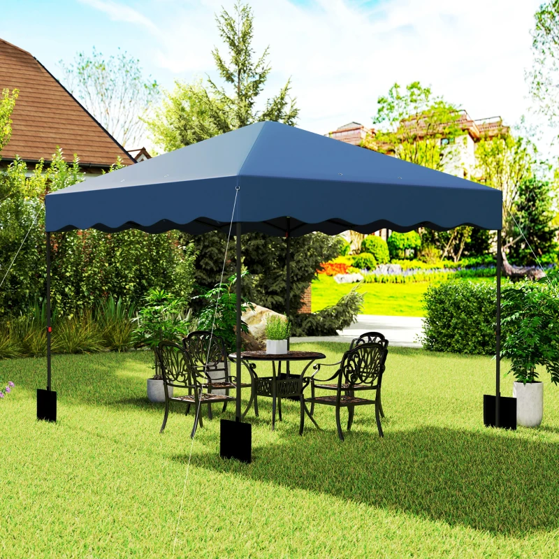 Outsunny Carpa Plegable 3x3m con Protección UV Altura Ajustable y Bolsa con Ruedas para 6-9 Personas Azul Oscuro