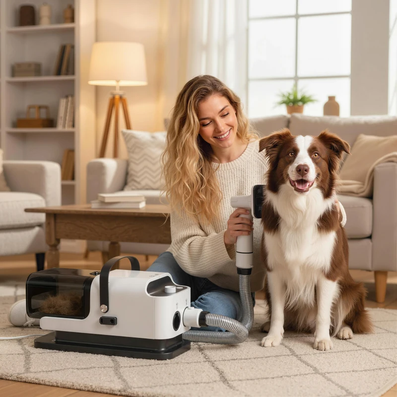PawHut 5 in 1 Dog Grooming Vacuum & Dryer w/ Clipper, 1.8L Canister, 4 Modes Blow Temperature